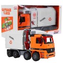 Autko Ciężarówka Śmieciarka Pomarańczowa z kontenerem na odpady i napędem (8188-27)