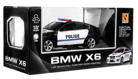 Auto 1:24 R/C Licencjonowany Radiowóz Bmw X6 Policja Czarny Auto 1:24 R/C Licencjonowany Radiowóz Bmw X6 Policja Czarny