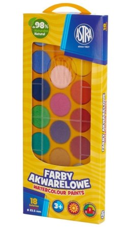 Farby akwarelowe fi 23.5mm 18 kolorów ASTRA
