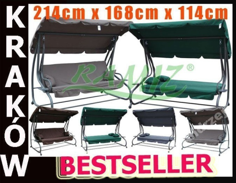 HUŚTAWKA OGRODOWA 2w1 Leżanka 3-4 osobowa 214cm x 168 cm x 114 cm 4 KOLORY !!! HIT HUŚTAWKA OGRODOWA 2w1 Leżanka 3-4 osobowa 214cm x 168 cm x 114 cm 4 KOLORY !!! HIT