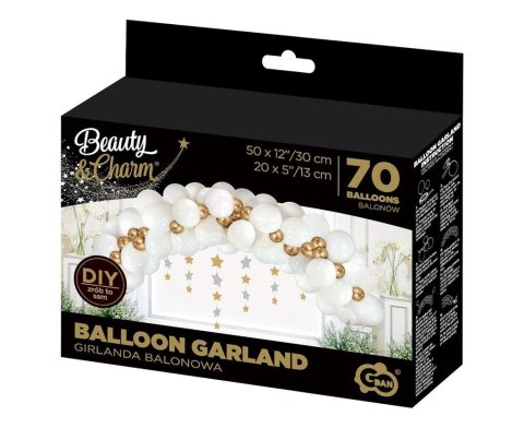 Girlanda balonowa B&C biało-złota 70szt Girlanda balonowa B&C biało-złota 70szt