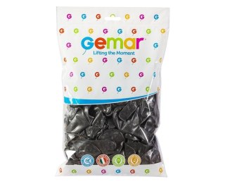 Balony Gemar metaliczne Czarne 25cm 100szt