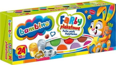 Farby plakatowe 24 kolory 10ml BAMBINO Farby plakatowe 24 kolory 10ml BAMBINO