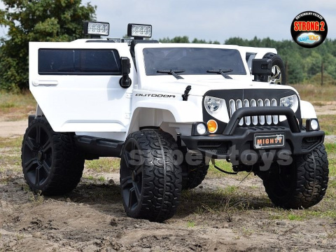 Auto na akumulator Mighty Jeep dla dzieci Czerwony + 2-osobowy + Napęd 4x4 + 2 bagażniki Auto na akumulator Mighty Jeep dla dzieci Czerwony + 2-osobowy + Napęd 4x4 + 2 bagażniki