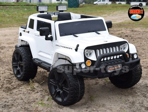Auto na akumulator Mighty Jeep dla dzieci Czerwony + 2-osobowy + Napęd 4x4 + 2 bagażniki Auto na akumulator Mighty Jeep dla dzieci Czerwony + 2-osobowy + Napęd 4x4 + 2 bagażniki