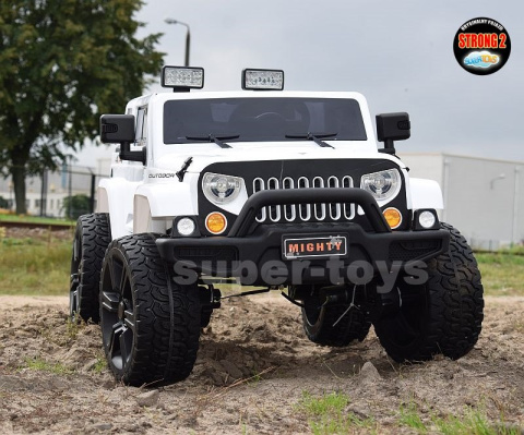 Auto na akumulator Mighty Jeep dla dzieci Czerwony + 2-osobowy + Napęd 4x4 + 2 bagażniki Auto na akumulator Mighty Jeep dla dzieci Czerwony + 2-osobowy + Napęd 4x4 + 2 bagażniki