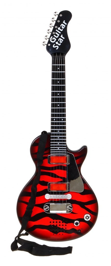 Elektryczna Gitara dla dzieci 3+ czerwony + Słuchawki z mikrofonem + Dźwięki Światła Elektryczna Gitara dla dzieci 3+ czerwony + Słuchawki z mikrofonem + Dźwięki Światła