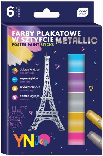 Kredki żelowe w sztyfcie INTERDRUK Metallic 6 kolorów