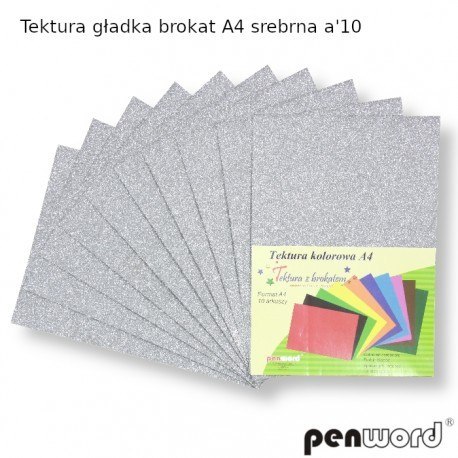 TEKTURA GŁADKA BROKAT A4 SREBRNA a10 TEKTURA GŁADKA BROKAT A4 SREBRNA a10