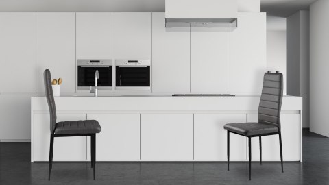 Zestaw krzeseł do jadalni salonu z ekoskóry 4 sztuki wysokie oparcie szare ModernHome