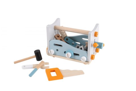 Mini warsztat stół narzędziowy drewniany zestaw konstrukcyjny 52 elementy ECOTOYS Mini warsztat stół narzędziowy drewniany zestaw konstrukcyjny 52 elementy ECOTOYS