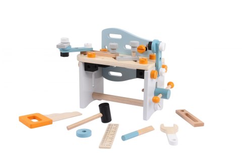 Mini warsztat stół narzędziowy drewniany zestaw konstrukcyjny 52 elementy ECOTOYS Mini warsztat stół narzędziowy drewniany zestaw konstrukcyjny 52 elementy ECOTOYS