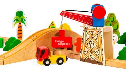 Drewniany pociąg kolejka 74 elementy ECOTOYS