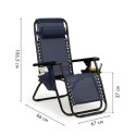 Leżak fotel ogrodowy regulowane oparcie ZERO GRAVITY ModernHome - niebieski
