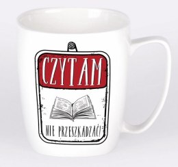 Kubek ceramiczny biały Czytam - nie przeszkadzać!