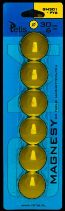 Magnesy do tablic żółte gładkie 6szt. GM301-PY6