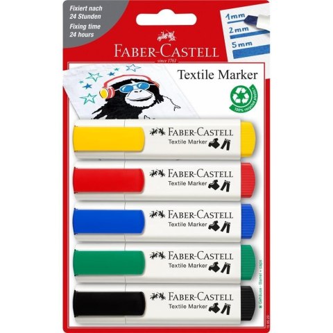 Markery do tkanin 5 kolorów FABER CASTELL