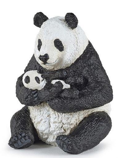 Panda z młodym siedząca Panda z młodym siedząca