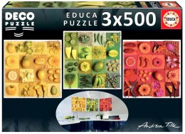 Puzzle 3x500 Kwiaty, owoce, warzywa G3