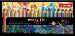 Kredki Woody Arty 3w1 18 kol + temperówka STABILO