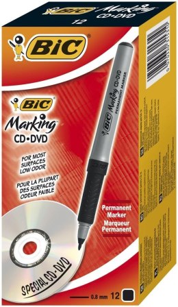 Marker Marking CD/DVD czarny (12szt) BIC