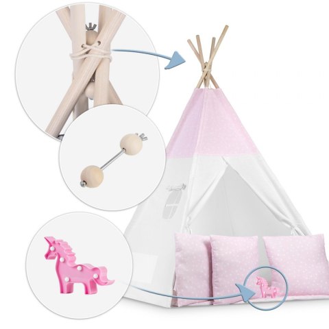 Namiot tipi dla dzieci ze światełkami - różowe w kropki Namiot tipi dla dzieci ze światełkami - różowe w kropki