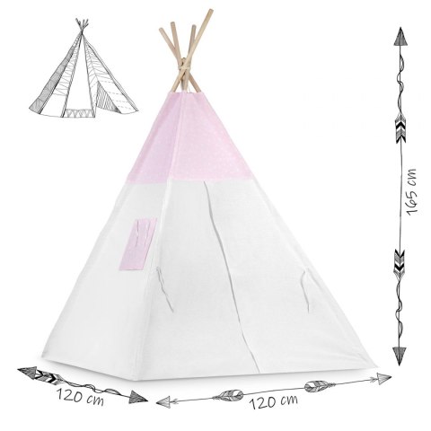 Namiot tipi dla dzieci ze światełkami - różowe w kropki Namiot tipi dla dzieci ze światełkami - różowe w kropki