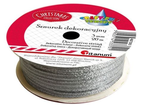 Sznurek-wstążka O3mm 20m srebrny Sznurek-wstążka O3mm 20m srebrny
