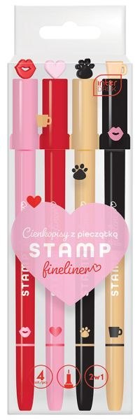 Cienkopis i pieczątka INTEDRUK 2w1 4szt Cienkopis i pieczątka INTEDRUK 2w1 4szt