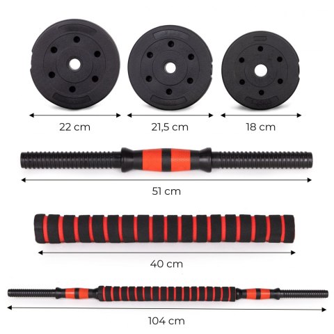Hantle regulowane 2 x 20 kg sztanga zestaw 40 kg gryf Hantle regulowane 2 x 20 kg sztanga zestaw 40 kg gryf