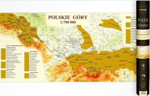 Mapa zdrapka - Polskie Góry 1:700 000 Mapa zdrapka - Polskie Góry 1:700 000