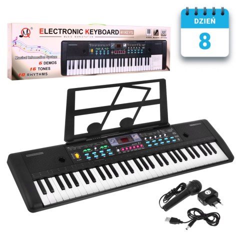 Keyboard dla dzieci 5+ Stojak na nuty Mikrofon + Kolorowe przyciski - model nr 605 Keyboard dla dzieci 5+ Stojak na nuty Mikrofon + Kolorowe przyciski - model nr 605