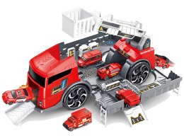Ciężarówka Straż Pożarna Baza 2w1 Zestaw Pojazdów Czerwona