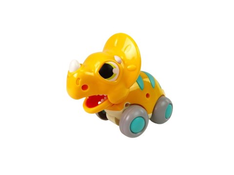 Dinozaur Na Kółkach Żółty Triceratops Figurka Dinozaur Na Kółkach Żółty Triceratops Figurka