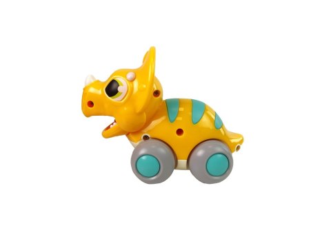 Dinozaur Na Kółkach Żółty Triceratops Figurka Dinozaur Na Kółkach Żółty Triceratops Figurka