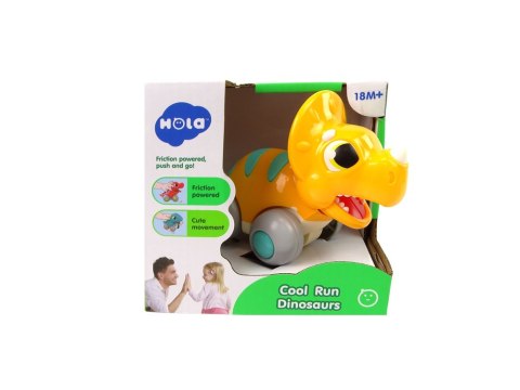 Dinozaur Na Kółkach Żółty Triceratops Figurka Dinozaur Na Kółkach Żółty Triceratops Figurka