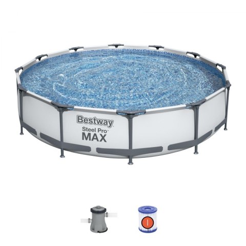 Basen Stelażowy Steel Pro MAX 366x76 Okrągły 12FT BESTWAY 3w1 + Pompa Filtr