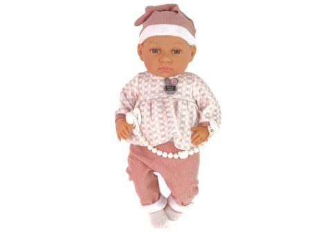 Lalka Bobas 46 cm Niebieska Smoczek Czapeczka Skarpetki Lalka Bobas 46 cm Niebieska Smoczek Czapeczka Skarpetki