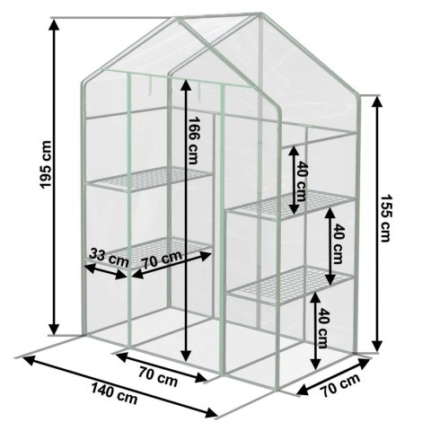 Szklarnia dwa regały 140 x 71 x 195 cm Plonos 4922 Szklarnia dwa regały 140 x 71 x 195 cm Plonos 4922