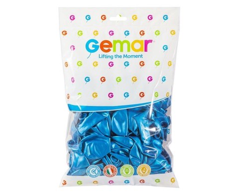 Balony Gemar metaliczne niebieskie 25cm 100szt