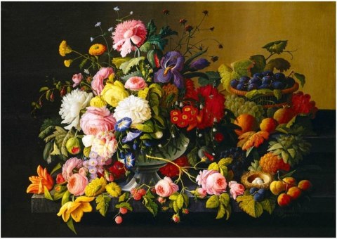 Puzzle 1000 Martwa natura - kwiaty i owoce Puzzle 1000 Martwa natura - kwiaty i owoce