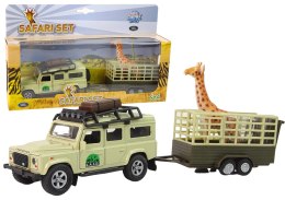 Auto Land Rover z Transporterem Żyrafa Safari Metal 521723