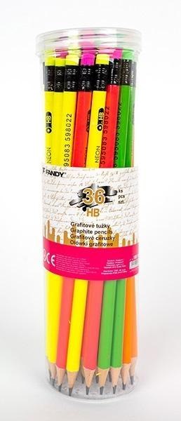 Ołówek grafitowy Neon HB z gumką (36szt)