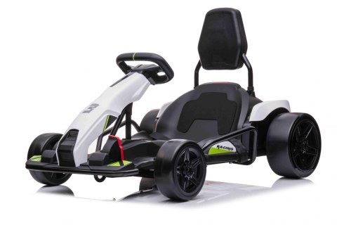 Gokart Fast 3 Drift na akumulator dla dzieci Biały + Funkcja driftu + Silniki 2x150W + Radio LED + Pasy