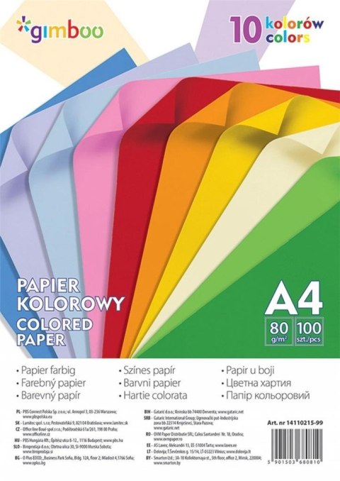 Papier kolorowy 100 arkuszy 10 kolorów neonowych