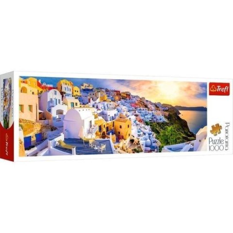 Puzzle 1000 Panorama Zachód słońca Santorini TREFL