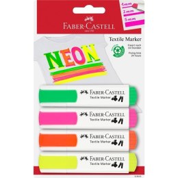 Markery do tkanin 4 kolory neonowe FABER CASTELL