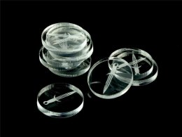 Znaczniki akryl transparentne okrągłe 22x3mm 10szt