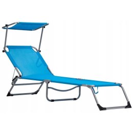 Leżak fotel ogrodowy składany plażowy z daszkiem