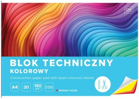 Blok techniczny kolorowy A4 20k. 180g INTERDRUK Blok techniczny kolorowy A4 20k. 180g INTERDRUK